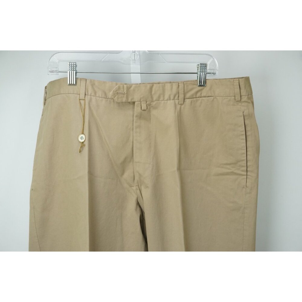 Luigi Borrelli Brown Khaki 100% Cotton Pants Sz 56 NEW